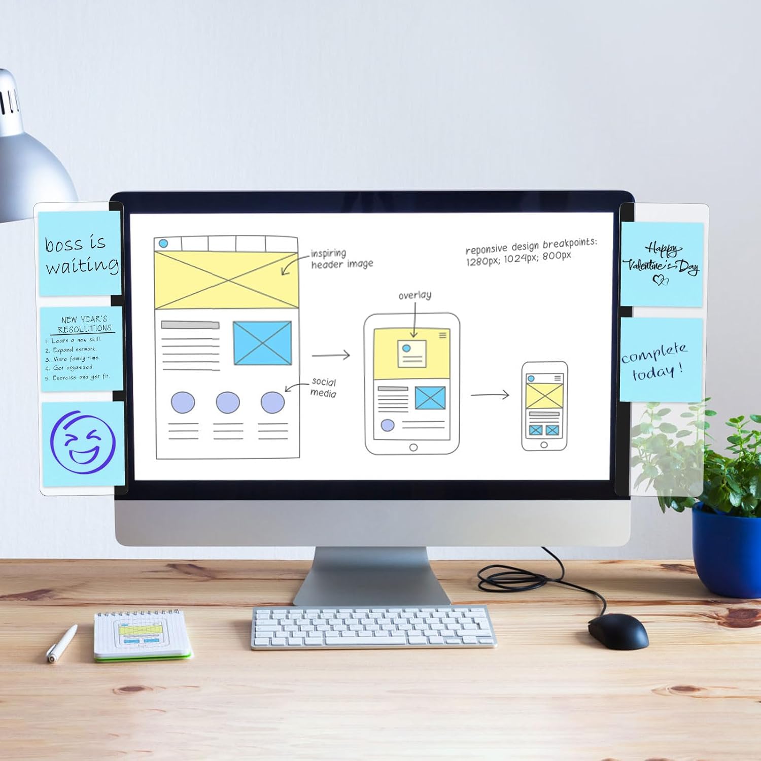 Organizador de post it para escritorio que mejora productividad y organización diaria