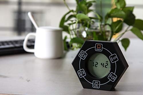 Temporizador Pomodoro hexagonal sobre un escritorio